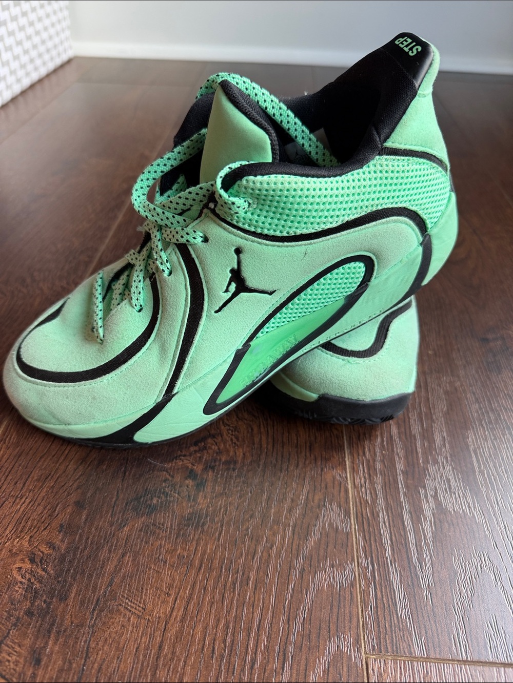 Jordan Kids Mint Green and Black High-Top Sneakers